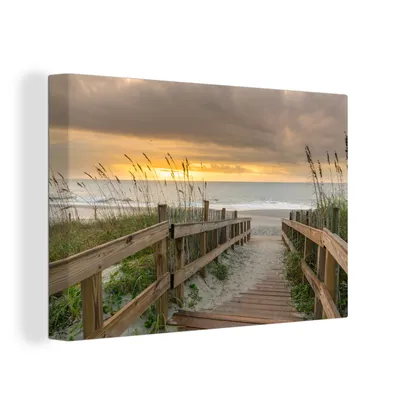 Produktbild von OneMillionCanvasses® - Leinwandbilder - 150x100 cm, Strand - Meer - Düne - Weg, Wandbilder Kunstdruck Wanddekoration