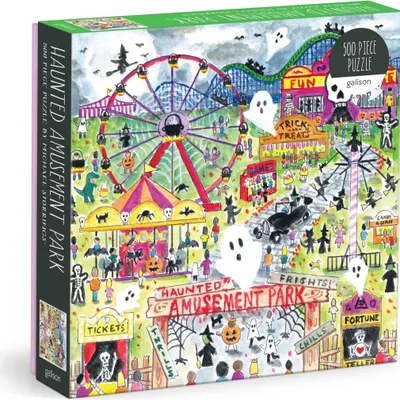 Immagine prodotto di Puzzle da 500 pezzi raffigurante il parco divertimenti infestato di Michael Storrings