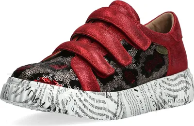 Produktbild von Laura Vita Damen Sneaker Muster mit Pailletten und Klettverschluss Soleno 17, Größe:39 EU, Farbe:Rot