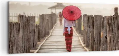 Produktbild von Bild auf Leinwand - Leinwandbild - Einteilig - Birma Regenschirm Brücke - 120x50cm - Wand Bild - Wanddeko - Wandbilder - Leinwanddruck - Bilder - Wanddekoration - Leinwand bilder - AB120x50-4261