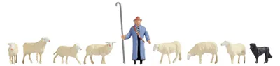 Produktbild von NOCH Schafe und Schäfer, Handbemalte Figuren für Modellbau Spur N, ideal für Dioramen und Landschaften