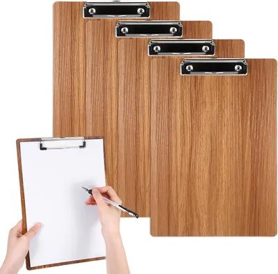 Obrázok produktu pre Písacia podložka A4 sada 4 ks, drevené podložky s kovovou sponou, na písanie, 31.5 x 22.5 cm, čerešňa