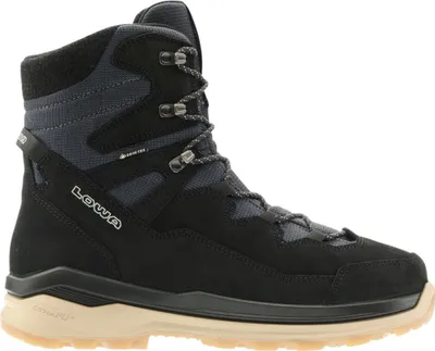 A single black hiking boot shown from the side against a white background.