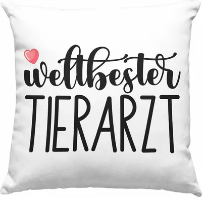 Produktbild von Trendation - Bester Tierarzt Geschenk Deko-Kissen mit Füllung 40x40 Geschenkideen Veterinär Danke Dankeschön (Rosa)