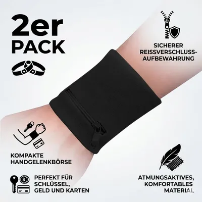 Obrázek produktu pro Sada 2 ks černých sportovních náramkových taštiček se zipem