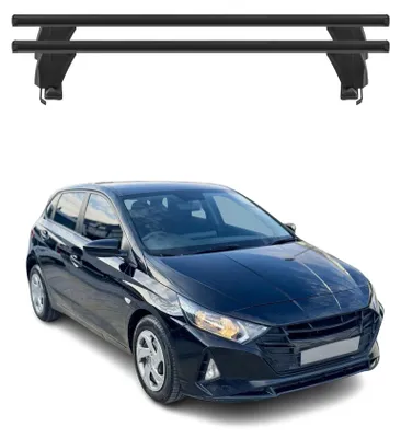 Imagen del producto de Soportes básicos para portaequipajes de techo Menabo, compatibles con Hyundai i20 (2020-2025), con ABE, de aluminio, color negro, 2 unidades, Imagen generada por IA