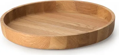 Produktbild von Continenta Schale Eichenholz, Länge 38 cm, Höhe 5.4 cm, Durchmesser 38 cm, Rund, handgefertigt, lebensmittelecht geölt, rutschfest, modernes Design, Obstschale, Brotschale, Salatschüssel, Dekoration, German Design Award Special 2019, aus nachhaltigem Anbau