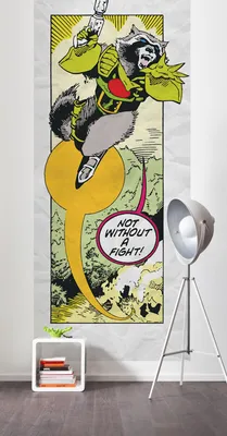 Produktbild von Komar Vlies Fototapete "Guardians Retro Comic Rocket Raccoon" - Größe: 100 x 250 cm (Breite x Höhe) - 2 Bahnen