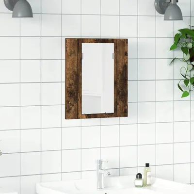 Obrázok produktu pre vidaXL LED zrkadlová skrinka smoke oak 40x12x45 cm odvodený výrobok z dreva