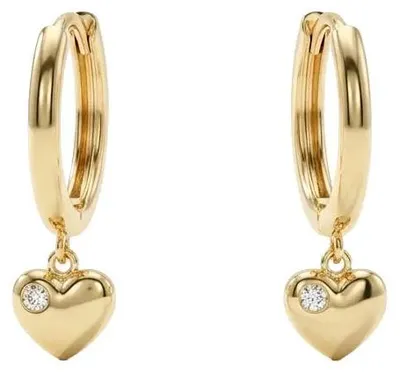 Produktbild von 375 Echtgold Creolen mit Herz Anhänger und Zirkonia Damen