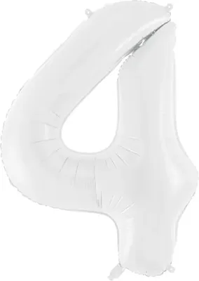 Produktbild von Zahl 4 Weißer Zahlenfolienballon 86cm
