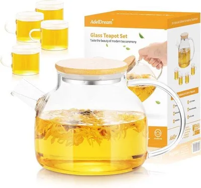 Productafbeelding van Famanu theepot met infuser - 1 liter, geschikt voor losse thee en theezakjes