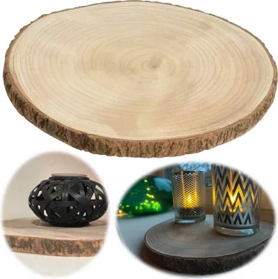 Produktbild von LS-LebenStil XL Rindenbrett Baumscheibe Rund Holz Ø 30cm Astscheibe Rindenscheibe Holzscheibe Holzbrett Servierbrett Platzteller Kerzenteller