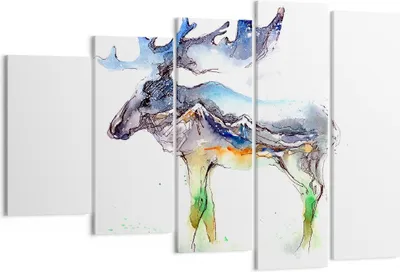 Produktbild von Bild auf Leinwand - Leinwandbild - Moose Berge Winter illustration - 150x100cm - Wand Bild - Wanddeko - Leinwanddruck - Bilder - Kunstdruck - Leinwand bilder - Wandkunst - EG150x100-3041