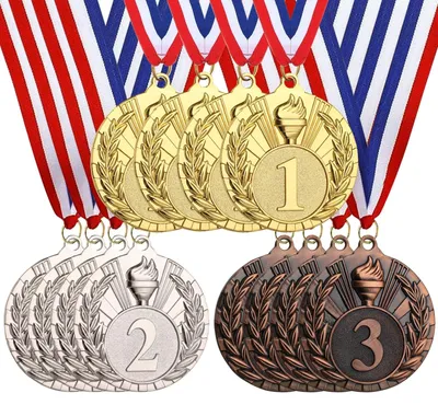 Produktbild von 12 Medaillen in Gold, Silber und Bronze