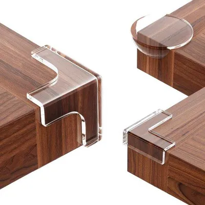 Obrázek produktu pro Unyqoos® Sada 12 kusů průhledných ochranných rohů – PVC, 3 tvary (T, L, kulaté) pro bezpečnost dětí a kojenců