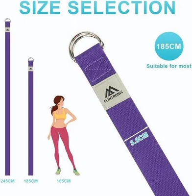 Produktbild von Famanu Yogarieme mit D-Ring und Stretchband - 100% Baumwolle für Yoga