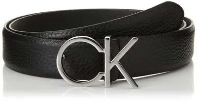 Imagen del producto de Cinturón para mujer Calvin Klein, modelo Ck Logo Belt 3.0, de cuero, color negro (Ck Black)