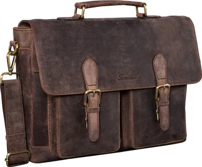 Produktbild von Benthill Aktentasche aus Echtleder - Lehrertasche Umhängetasche - Leder-Tasche Business - Große Leder Herren Arbeitstasche aus Büffelleder