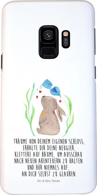 Produktbild von Mr. & Mrs. Panda Samsung Galaxy S9 Handyhülle Hase Blume - Weiß - Geschenk, Handy Schutzhülle, Cover, Geburtstag, Taufgeschenk, Träume, Case, Hülle, Kindergeburtstag