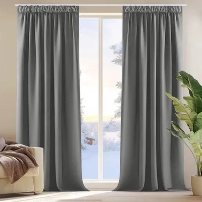 Zdjęcie produktu dla Zestaw 2 zasłon zaciemniających Unyqoos® o wymiarach 200 x 140 cm (wys. x szer.) – całkowicie zaciemniające, z czarną warstwą izolacyjną, łatwe w montażu