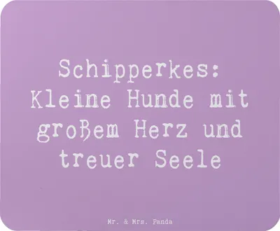 Produktbild von Mr. & Mrs. Panda mousematte Spruch Schipperkes Herz - Lavendeltraum - Geschenk, Hunderasse, Hund, Hunderassen Charakter, treuer Begleiter, familienfreundliche Hunde