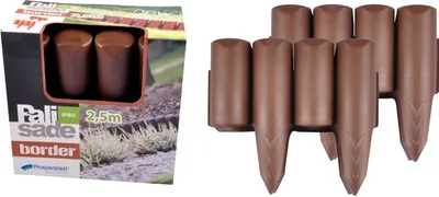 Produktbild von Beetumrandung braun Palisade 5m Beeteinfassung Rasenkante Zierzaun Baumumrandung