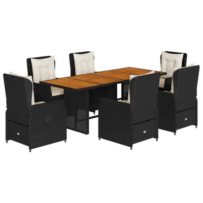 Image de vidaXL Ensemble de jardin 7 pièces avec coussins Noir Poly Rattan