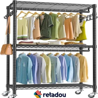 Zdjęcie produktu dla Przenośny wieszak na ubrania 90 x 43,5 x 180 cm, stabilny
