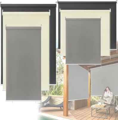 Produktbild von JOIEYOU Verdunklungsrollo Thermorollo Rollo Verdunkelung Sichtschutz Senkrechtmarkise Außenrollo Balkonrollo Seitenzugrollo Hitzeschutz Sonnenschutz für Fenster - 140x140cm Grau