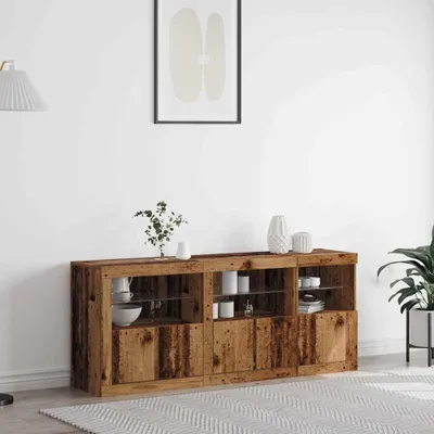 Produktbild von vidaXL LED-Sideboard Altholz 162 x 37 x 67 cm Holzwerkstoff