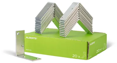 Produktbild von Alberts Balkenwinkel | breit | galvanisch gelb verzinkt | 100 x 100 x 40 mm | 20er Set
