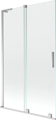Produktbild von Mexen Velar L Badewannenwand 2-flügelig verschiebbar 110 x 150 cm, transparent, Chrom - 896-110-003-01-01