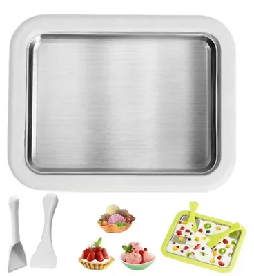 Imagen del producto de Máquina para hacer rollos de helado, funcionamiento manual, diseño compacto, color blanco