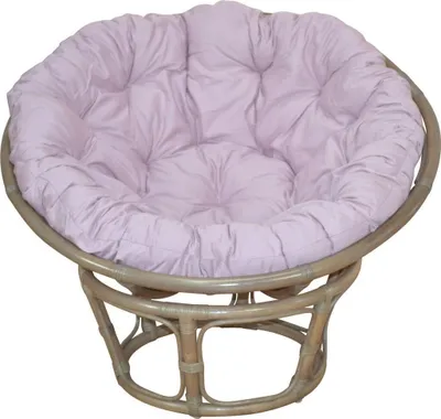 Produktbild von Papasansessel - Rattansessel  ø 100 cm naturgrau, mit Auflage pastellrose