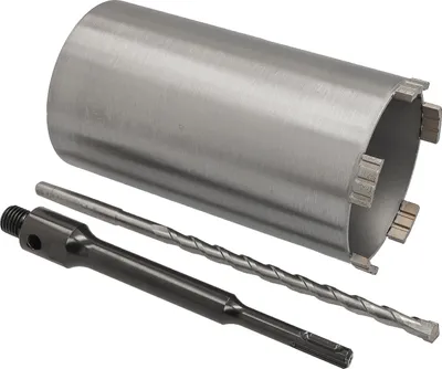 Produktbild von Diamantbohrkrone Ø 102 mm Nutzlänge 180 mm mit SDS+-Aufnahme 200 mm und Zentrierbohrer 240 mm Segmenthöhe 10 mm Diamant Bohrkrone Trockenbohrkrone Kernbohrer Betonbohrkrone Kernbohrkrone BTEC