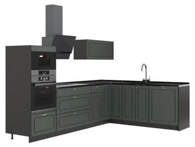 Productafbeelding van Hoekkeuken Vicco Fame-Line Groen-Goud Landhuis/Antraciet 287 x 207 cm zonder werkblad, Model 63472