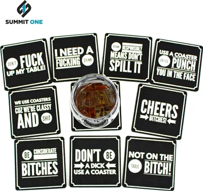Produktbild von Gläserne Biermat 10er Set (10 x 10 cm, 5 mm dick) – Bardekoration – Absorbierende Viltunterteller – Biermatten als Geschenk