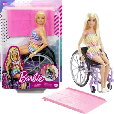 Obrázek produktu pro Barbie Modelka na invalidním vozíku v kostkovaném overalu HJT13