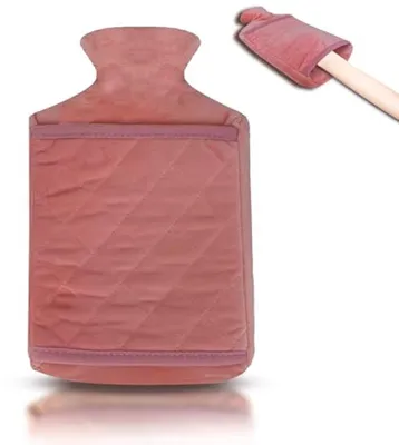 Wärmflasche 2,0 Liter mit kuschelweichem Bezug - Auslaufsicher und ideal zur Schmerzlinderung