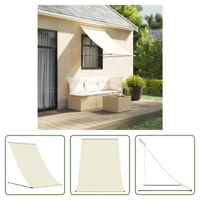 Zdjęcie produktu dla The Living Store Wysuwana markiza kremowa 100x150 cm tkanina i stal