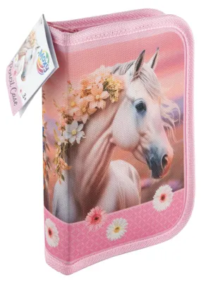 Image de Collection « Chevaux » - trousse à crayons garnie de 28 pièces pour enfants