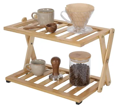 Immagine prodotto di Organizzatore in bambù per matcha, caffè e tè, con 2 ripiani