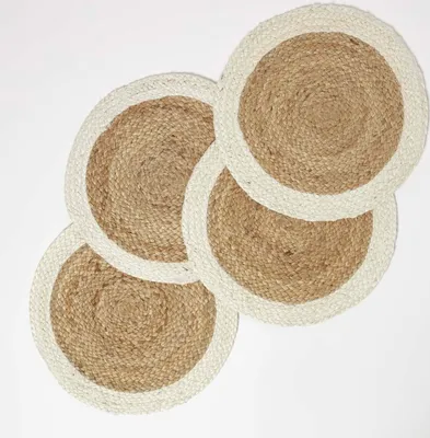 Produktbild von HOMESCAPES Jute Tischset 4er-Set 40 cm creme-natur - 4x Platzset geflochten