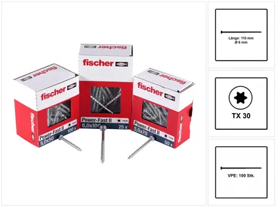 Produktbild von FISCHER Power-Fast II Senkkopfschraube 6 x 110 x 12,0 mm