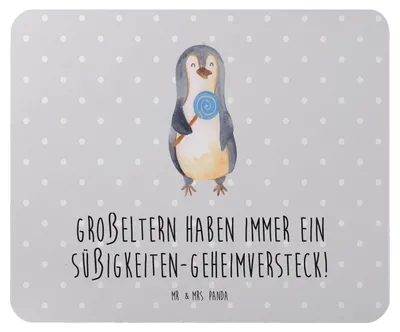 Produktbild von Mr. & Mrs. Panda Mousepad Großeltern Süßigkeiten - Grau Pastell - Geschenk, Verwandte, Enkelkinder, Mouse Pad, mousematte, mausteppich, Generationen, Mauspad, handgemacht
