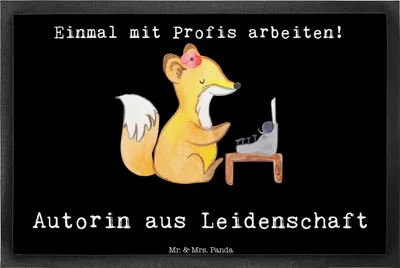 Produktbild von Mr. & Mrs. Panda fußmatte Autorin Leidenschaft 40 x 60 cm - Schwarz - Geschenk, Buchhandlung, Schriftstellerin, Bodenvorleger, Schmutzfangmatte, Türvorleger, Beruf
