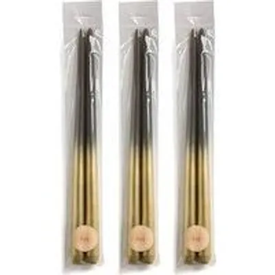 Produktbild von Cactula Dip-Dye-Stabkerzen – Dunkelgrau und Gold – 6 Stück – 38 cm