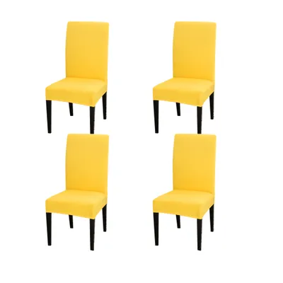 Produktbild von 4er Set Stretch Einfarbig Stuhlhusse, Moderne Elastische Stuhlbezug für Zuhause Küche Hotel, Gelb