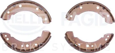 Produktbild von HELLA Bremsbackensatz Trommelbremse Hinten für FORD TRANSIT Bus (V) 229mm 8DB 355 000-541